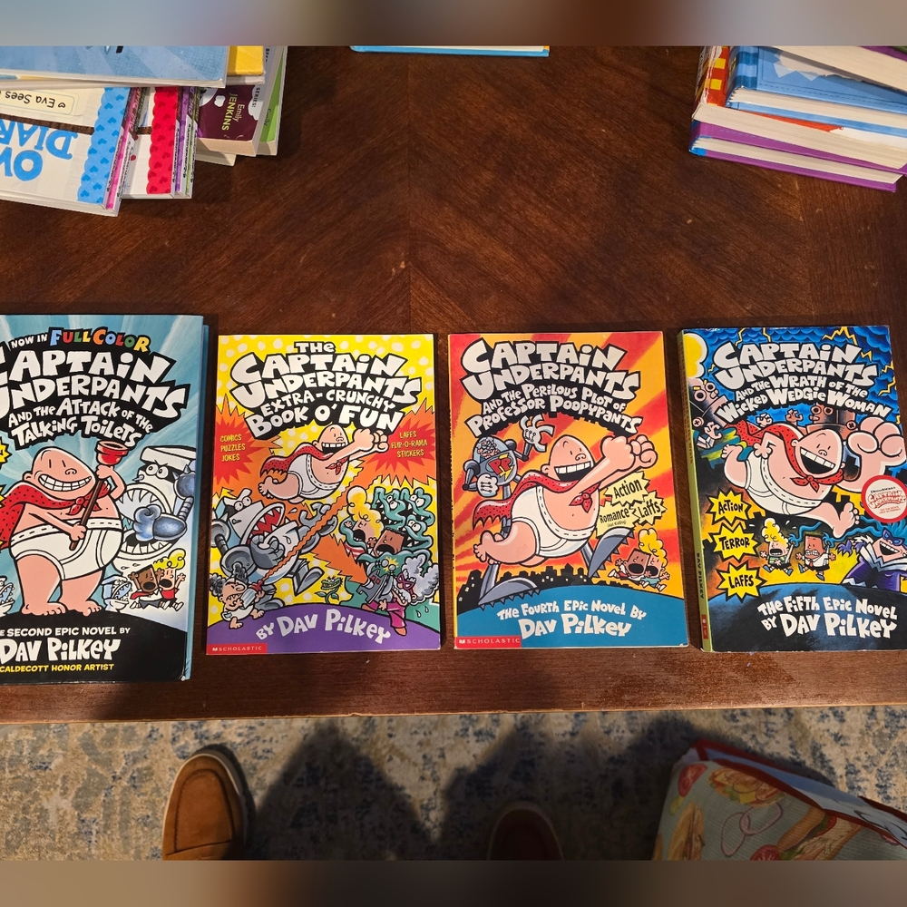 4 Scholastic Captain Underpants Books  - VGUC